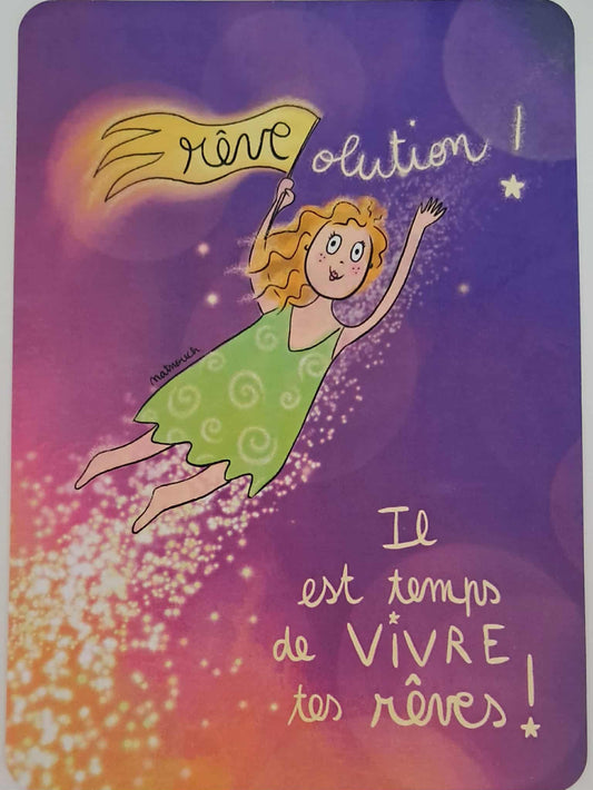 Carte illustrée "Il est temps de vivre tes rêves !"
